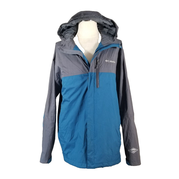 Columbia omni heat windbreaker jacket men's XL extra large gray blue hooded - Picture 1 of 12